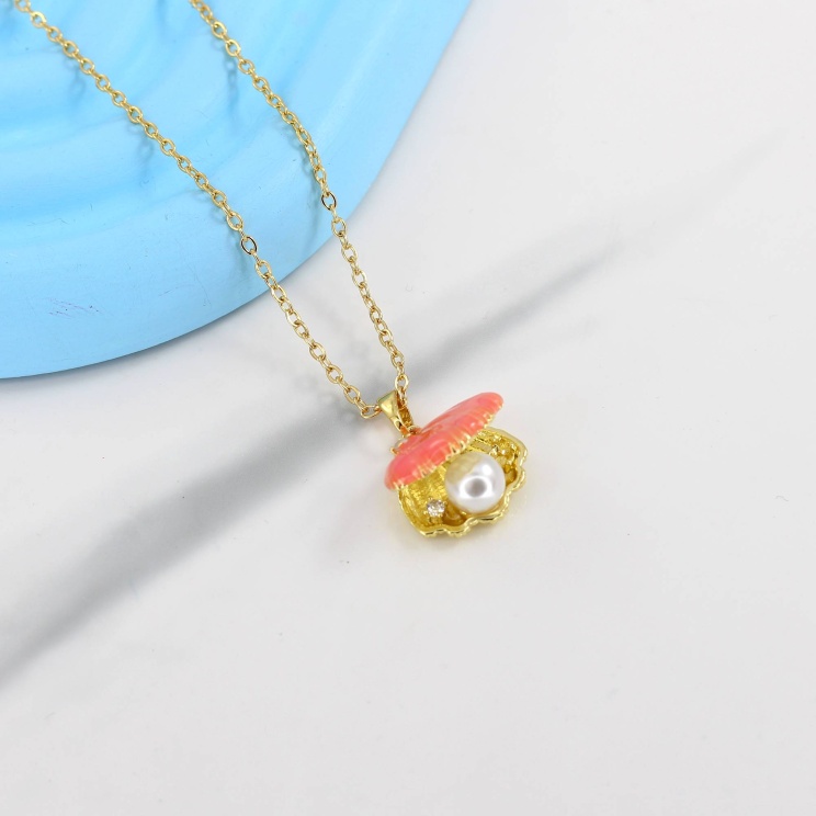 گردنبند استیل قاب عکسی طرح پروانه صورتی