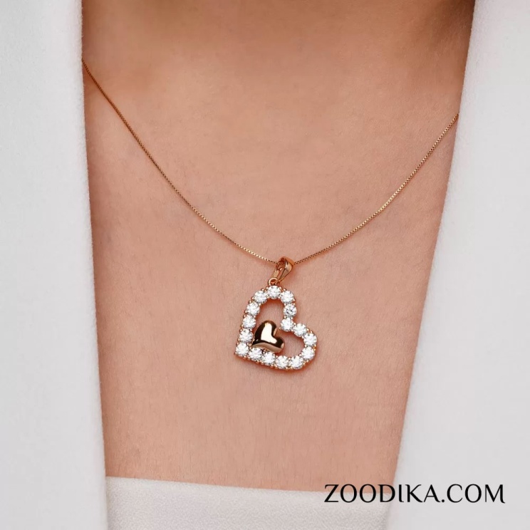 آویز زنانه و زنجیر ژوپینگ مدل قلب کد AAB-526