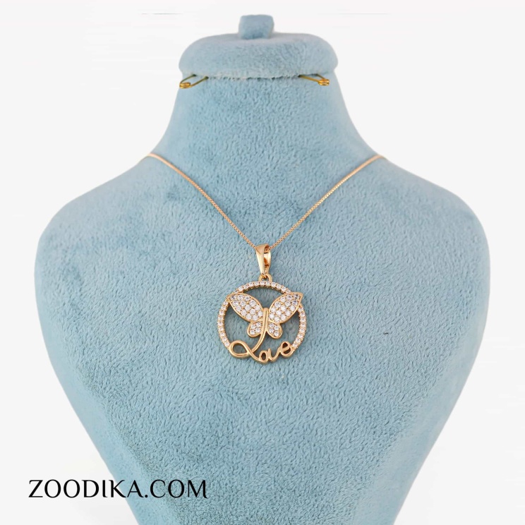 گردنبند دخترانه ژوپینگ بدل پروانه ای و لاو