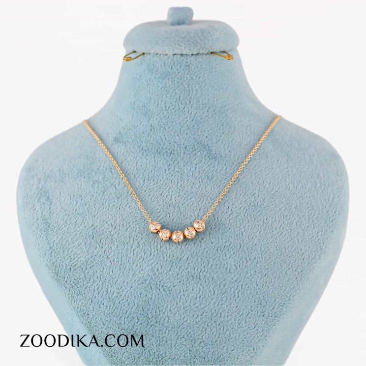 گردنبند زنانه جدید ژوپینگ مدل گوی نگین دار طلایی