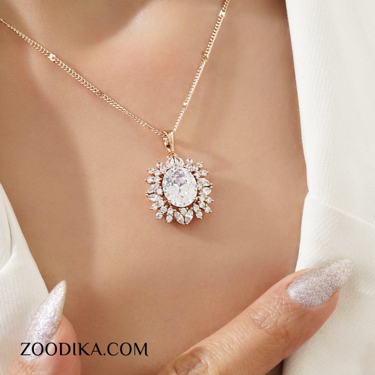 گردنبند دخترانه شیک ژوپینگ نگین درشت