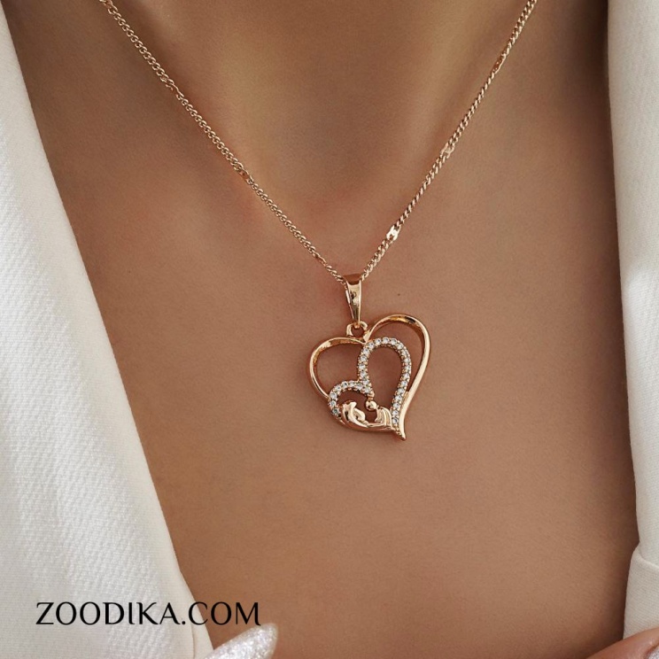 گردنبند ژوپینگ دخترانه مدل گل رز طلایی ضد حساسیت