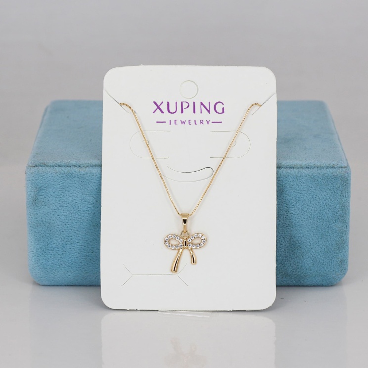 پلاک و زنجیر ژوپینگ پاپیونی دخترانه شیک طلایی