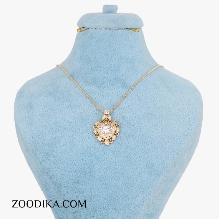 گردنبند دخترانه ظریف ژوپینگ قلبی نگین دار خفن