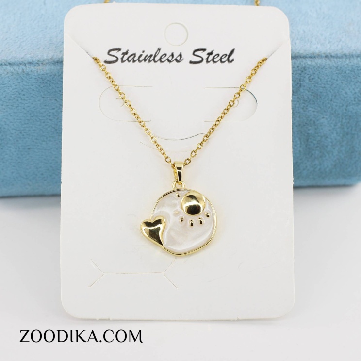 گردنبند استیل مدل لبوبو نگین دار