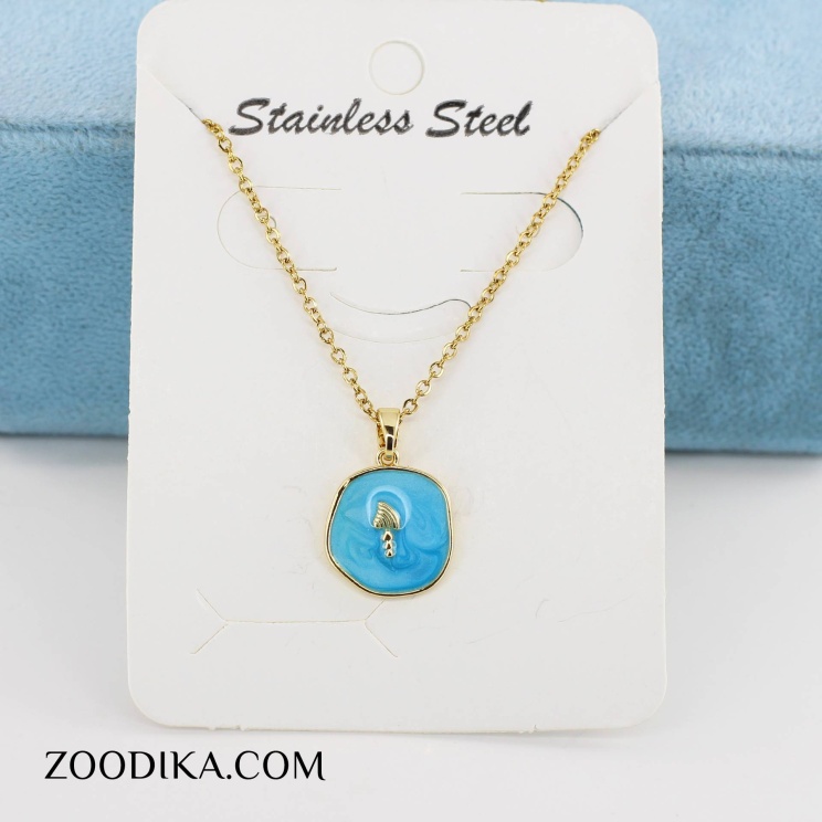 گردنبند دخترانه استیل  مدل قلب و خورشید رنگ ثابت