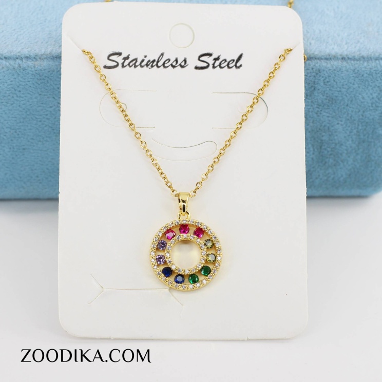 گردنبند استیل مدل لبوبو نگین دار