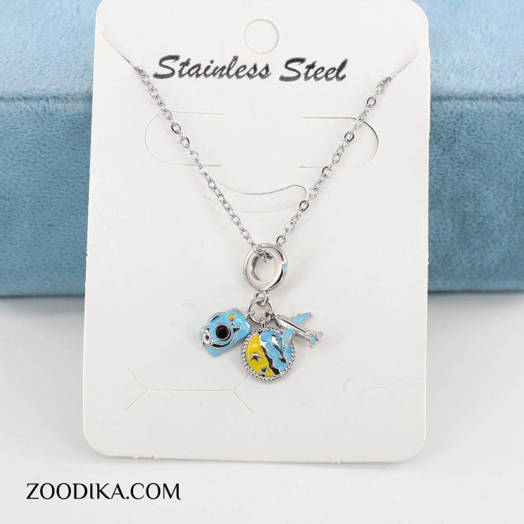 پلاک زنجیر استیل دخترانه پاپیونی