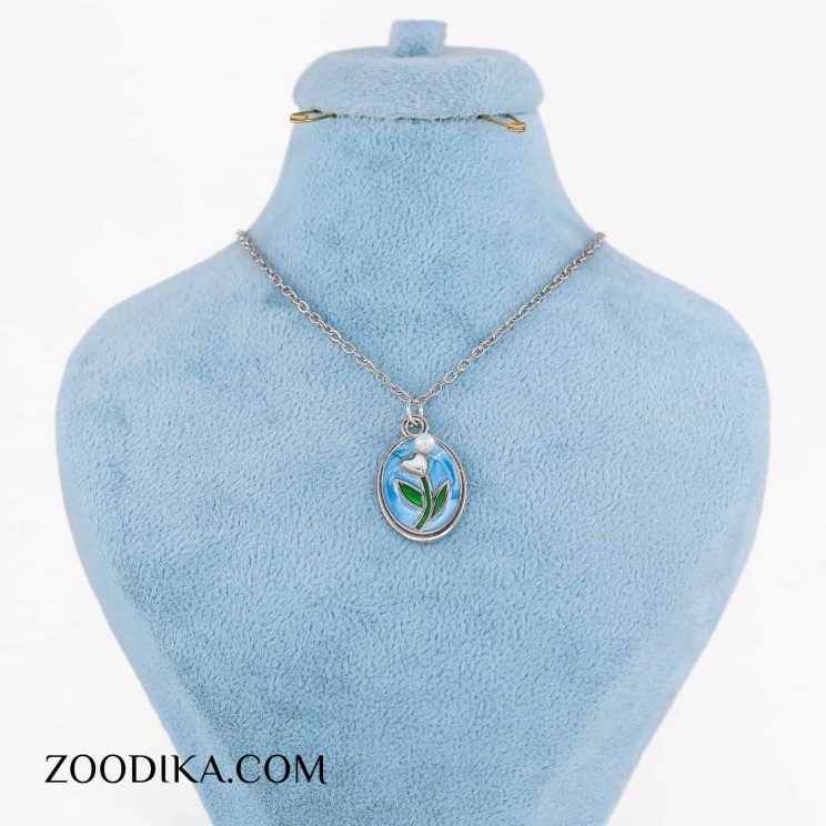 گردنبند استیل دخترانه مدل گوزن و مروارید