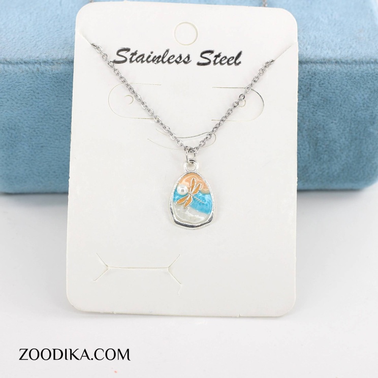 گردنبند دخترانه استیل مدل گل و مروارید