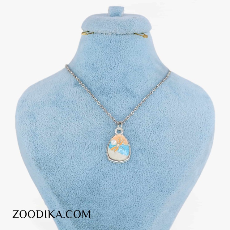 گردنبند دخترانه استیل مدل گل و مروارید