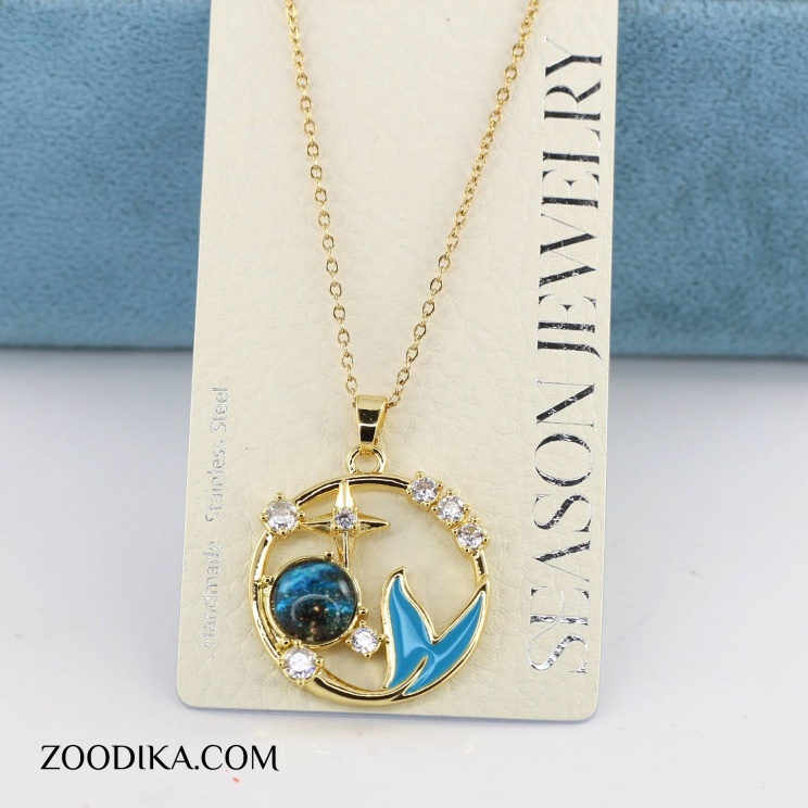 گردنبند استیل دخترانه گلی و مروارید نشان