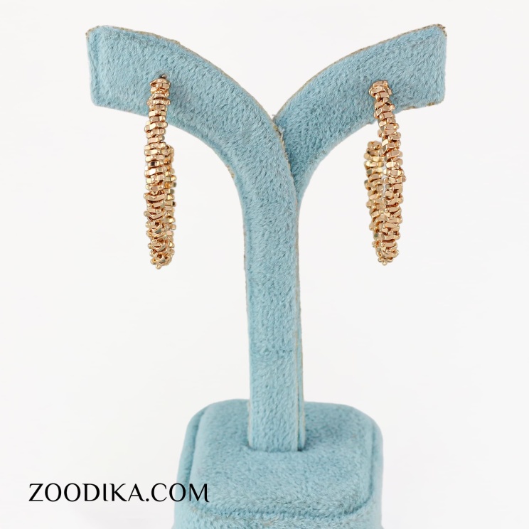 گوشواره جدید ژوپینگ مدل آجری بدون نگین طلایی