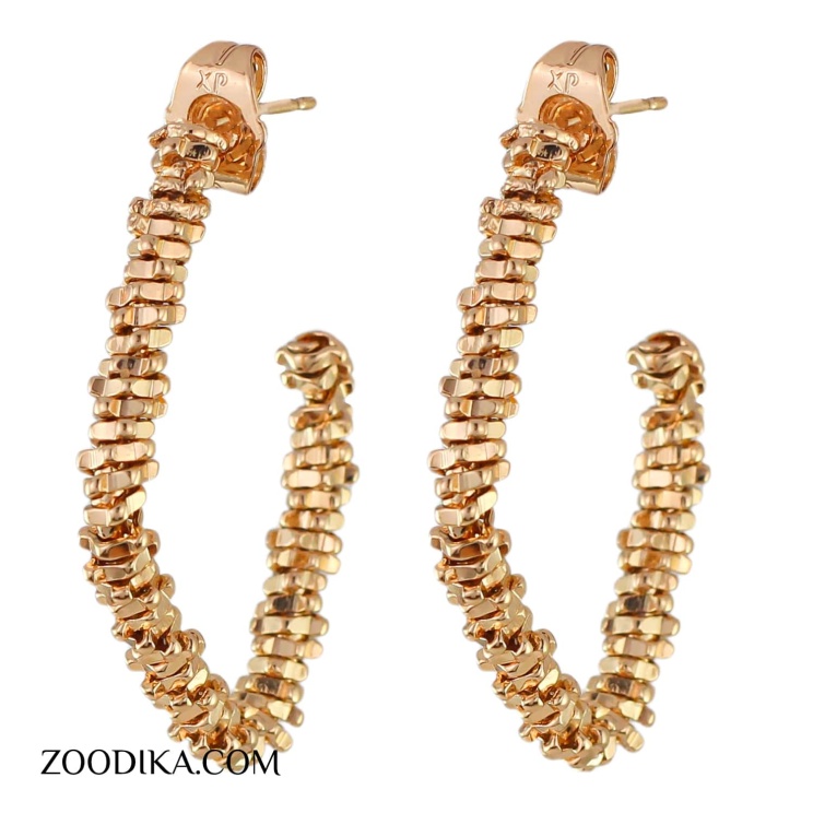 گوشواره جدید ژوپینگ مدل آجری بدون نگین طلایی