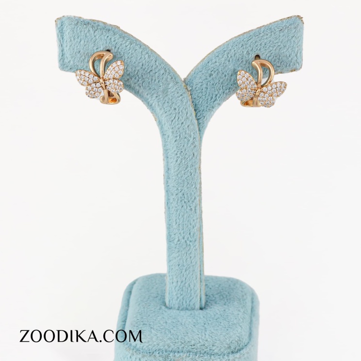 گوشواره حلقه ای پروانه ای زنانه جدید نگین دار