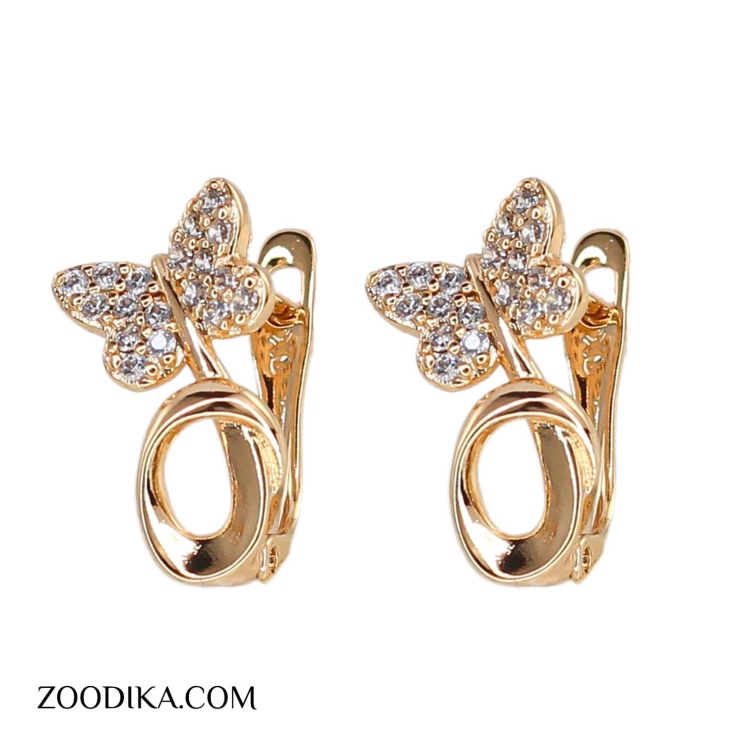 گوشواره دخترانه پروانه کوچک طلایی ژوپینگ