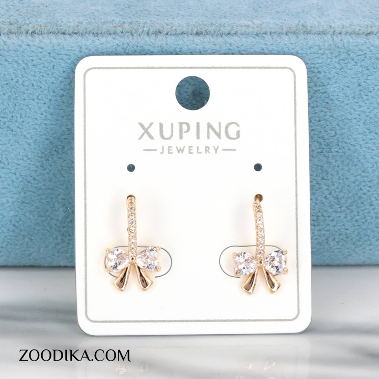 گوشواره میخی دخترانه ژوپینگ پاپیونی نگین دار