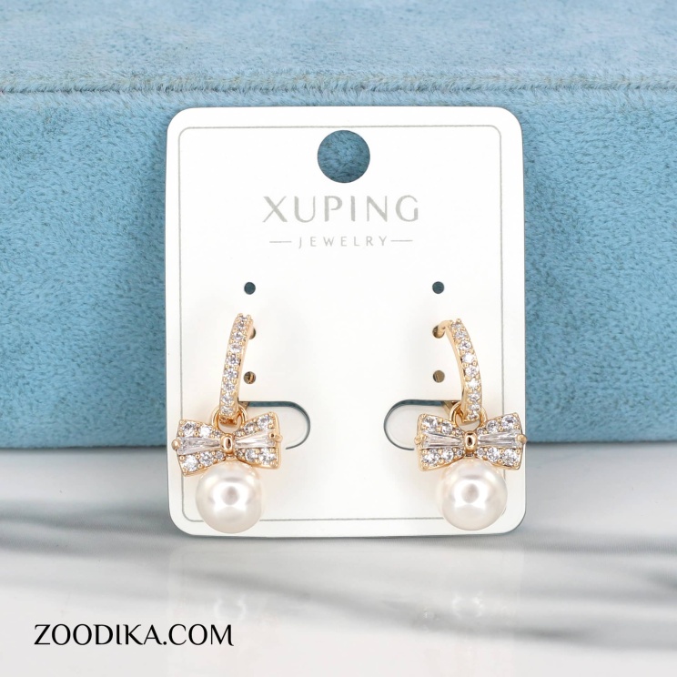 گوشواره پاپیون ژوپینگ مرواریدی رنگ ثابت