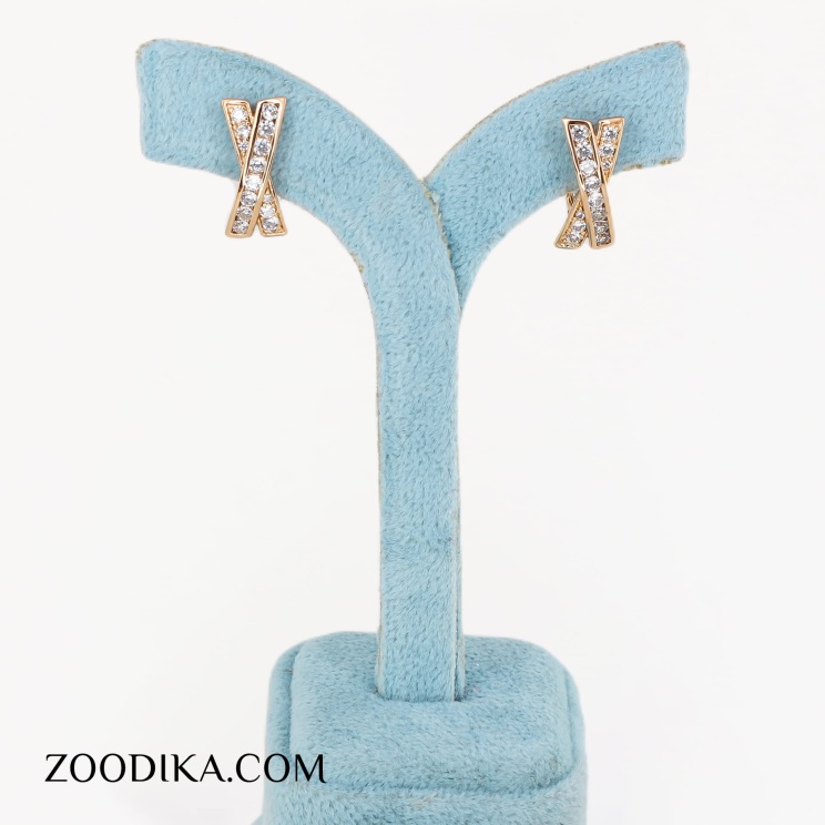 گوشواره زنانه ژوپینگ نگین دار مدل ضربدر