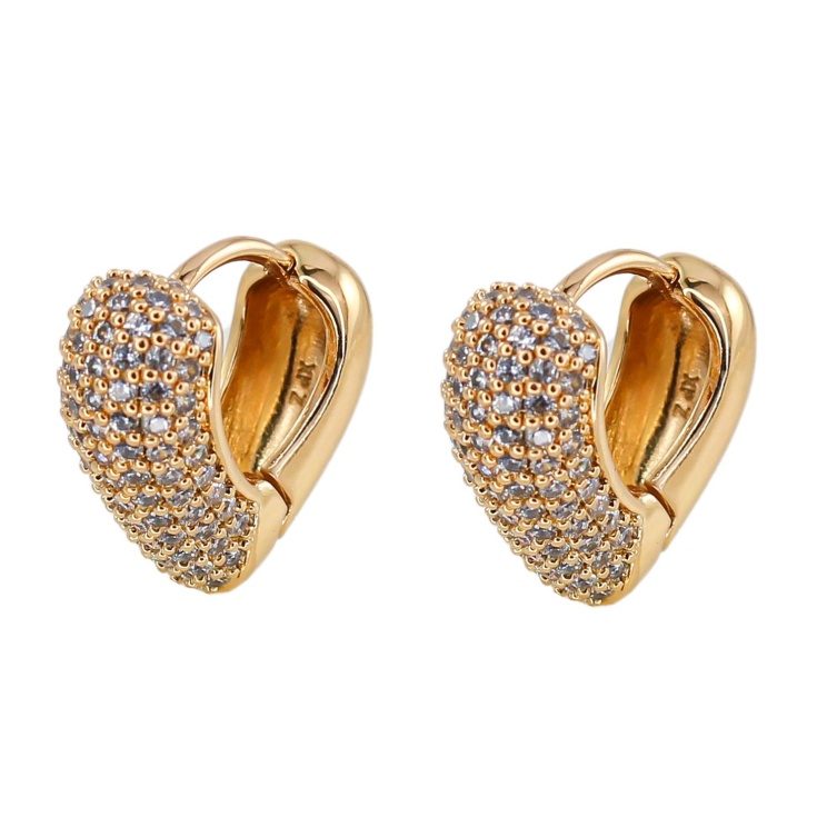 گوشواره حلقه ای ژوپینگ قلبی پر نگین