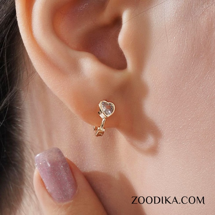 گوشواره حلقه ای قلبی ریز نگین دار