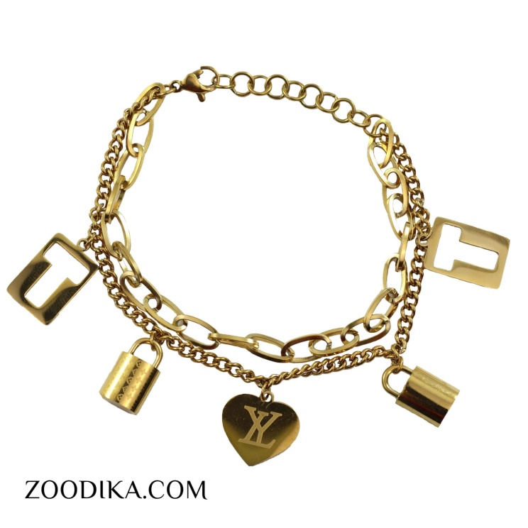 دستبند زنجیری زنانه استیل طرح لویی ویتون کد AAD-106