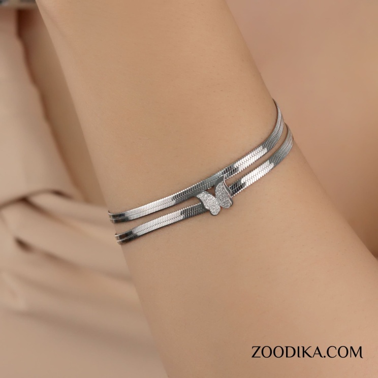 دستبند زنانه استیل مدل پروانه کد AAD-139