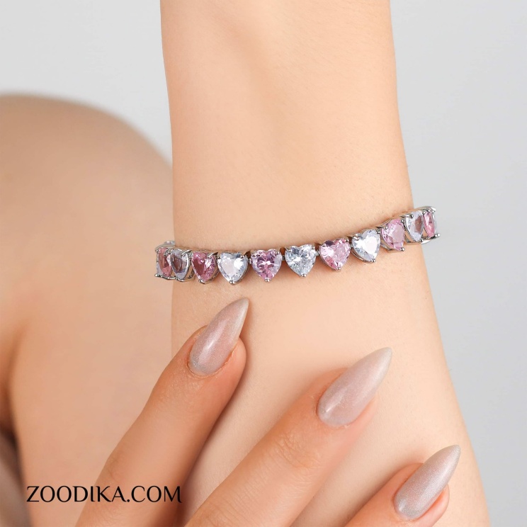 دستبند زنانه جواهری استیل مدل قلب کد AAD-187
