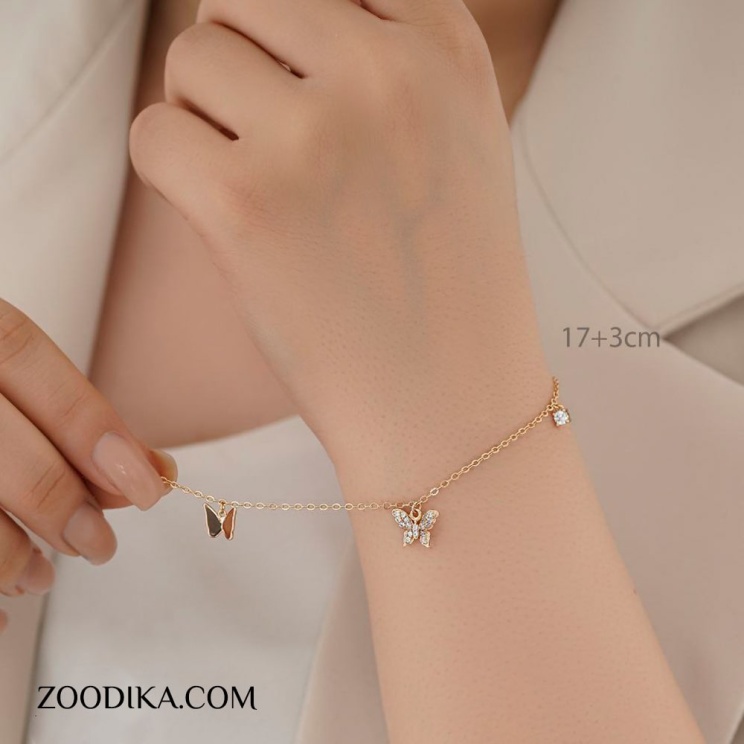 دستبند زنجیری زنانه ژوپینگ مدل پروانه کد AAD-322