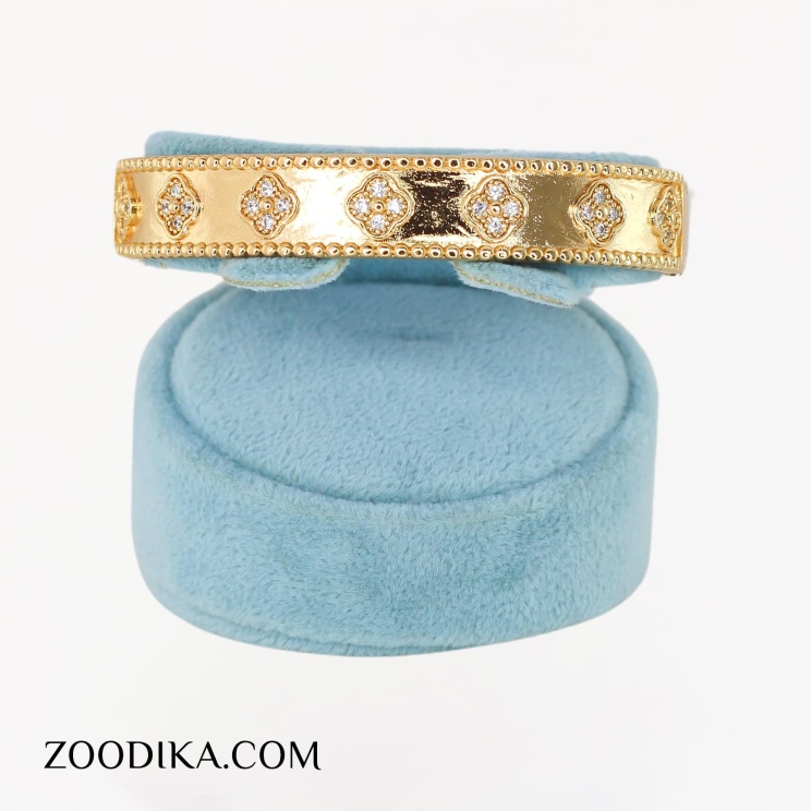 بنگل طرح گل ونکلیف رنگ ثابت طلایی