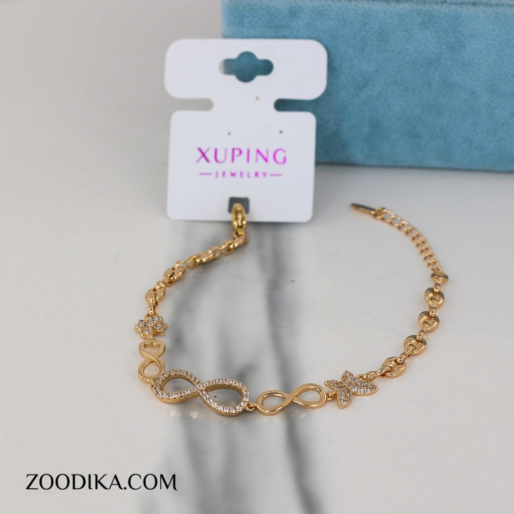 دست بند دخترانه بدل بینهایت طلایی نگین دار