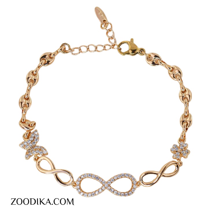 دست بند دخترانه بدل بینهایت طلایی نگین دار