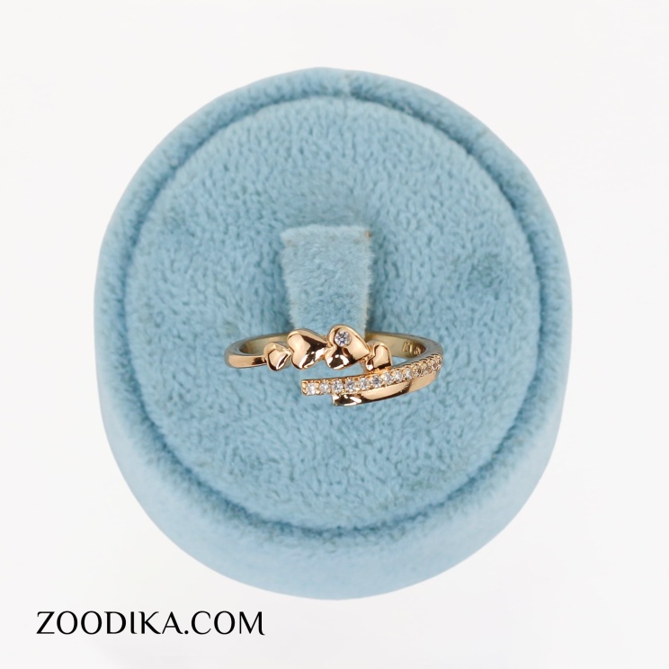 انگشتر بدل ژوپینگ قلبی نگین دار طلایی رنگ ثابت