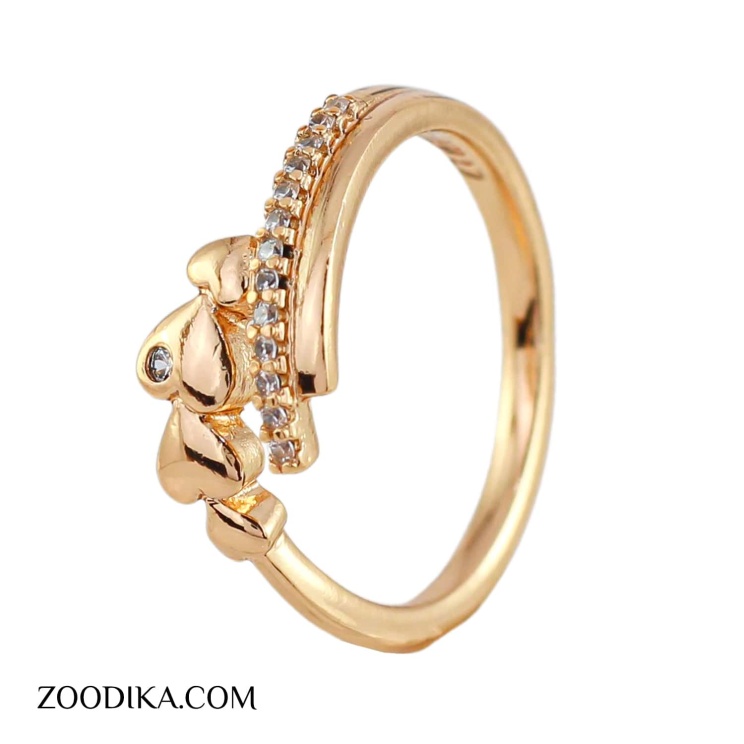 انگشتر بدل ژوپینگ قلبی نگین دار طلایی رنگ ثابت