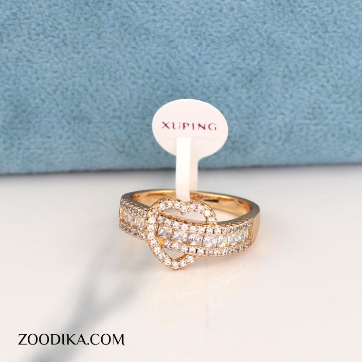 انگشتر بدل ژوپینگ قلبی پرنگین طلایی رنگ ثابت