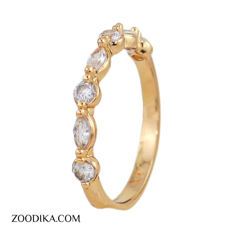 حلقه نگین دار ساده ژوپینگ طلایی
