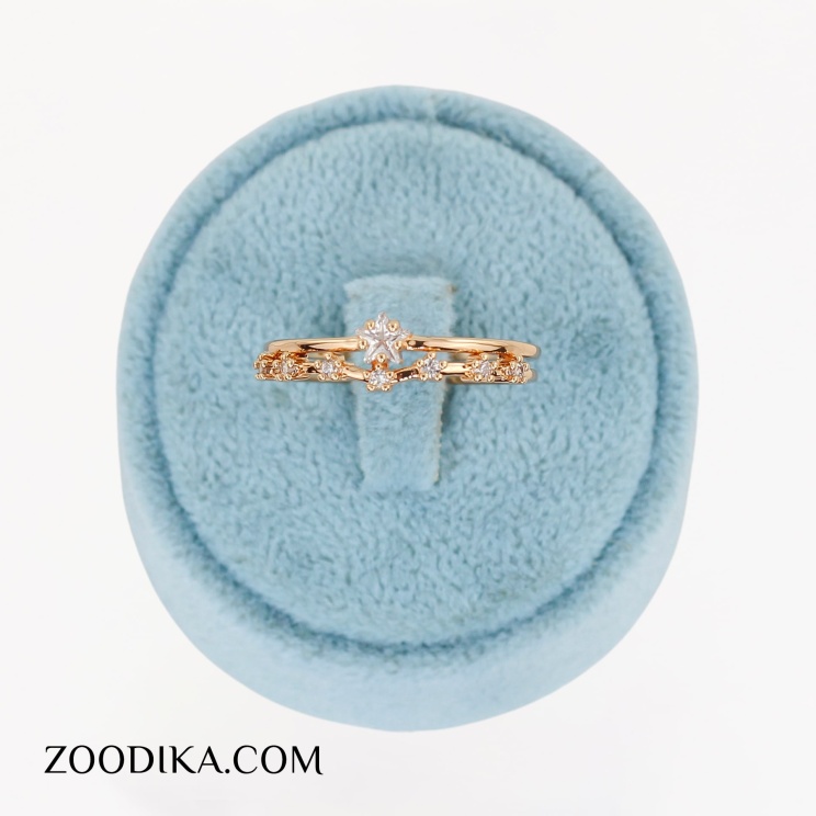 انگشتر بدل ستاره ای نگین دار ژوپینگ طلایی