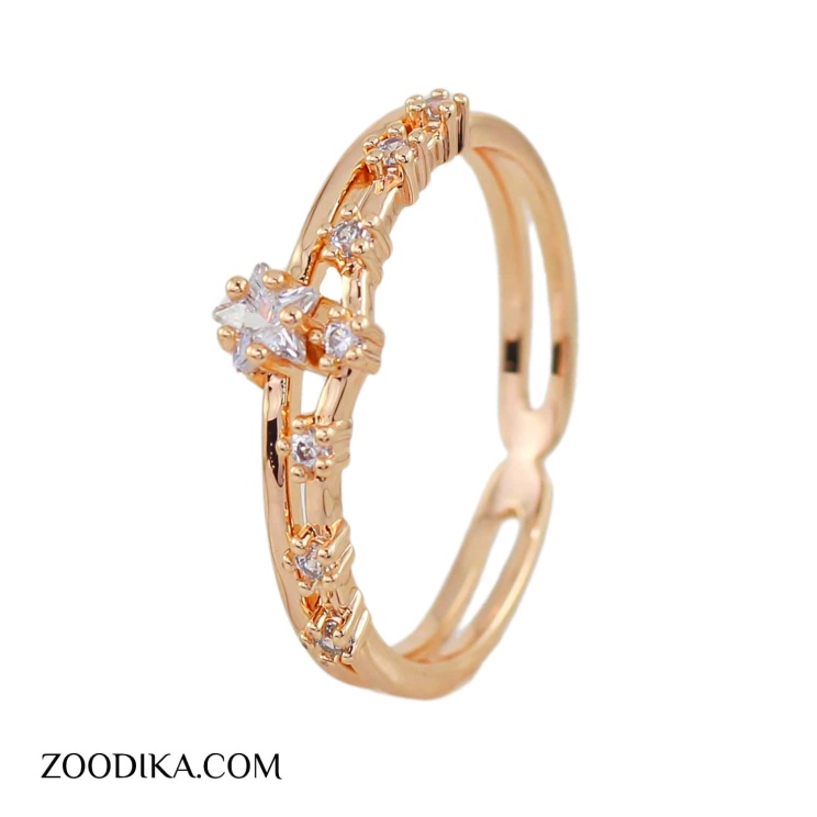 انگشتر بدل ستاره ای نگین دار ژوپینگ طلایی