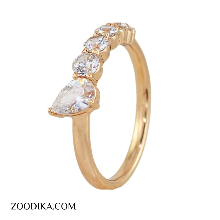 انگشتر بدل نگین دار اشکی طلایی جدید ژوپینگ
