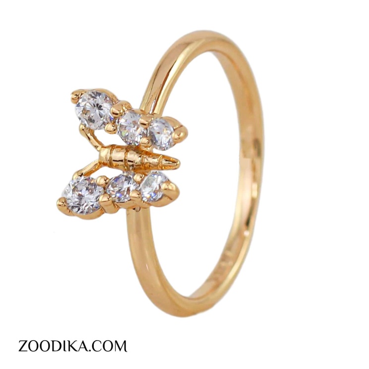 انگشتر بدل دخترانه پروانه نگین دار شیک