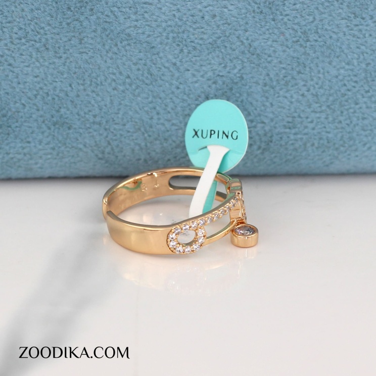 انگشتر بدل گل جدید ژوپینگ نگین دار طلایی