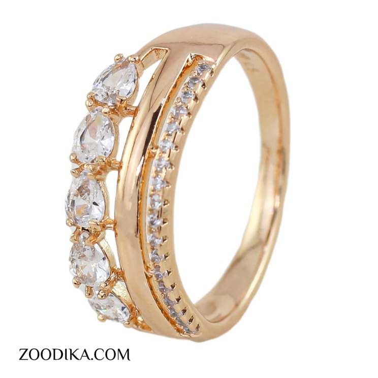 انگشتر نگین دار ژوپینگ طلایی دخترانه