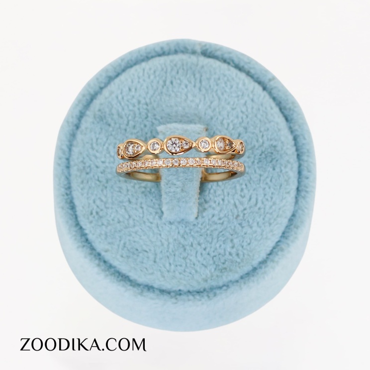 انگشتر بدل دخترانه نگین دار طلایی مناسب کادو