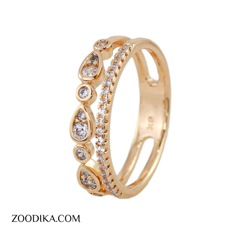 انگشتر بدل دخترانه نگین دار طلایی مناسب کادو