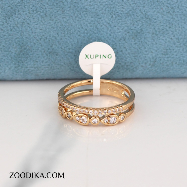 انگشتر بدل دخترانه نگین دار طلایی مناسب کادو