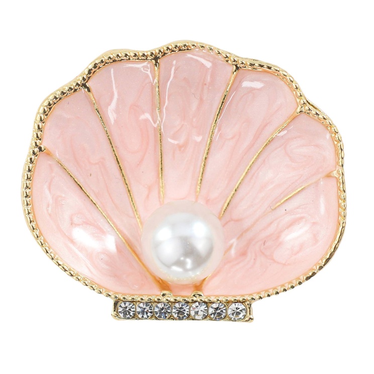 سنجاق سینه زنانه مدل صدف صورتی مرواریدی